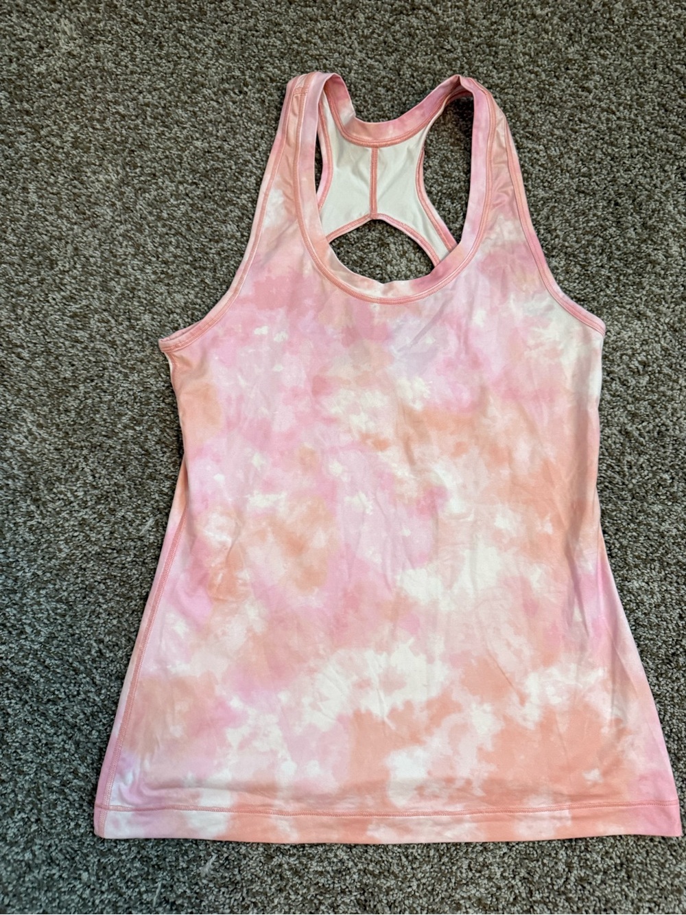Athleta Pink and White Tie-Dye Racerback Tank